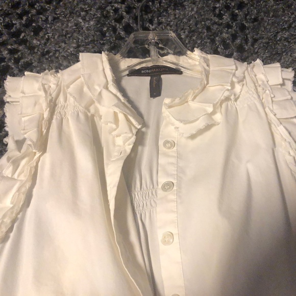 BCBGMaxAzria White Ruffle Pretty Blouse - Picture 1 of 10